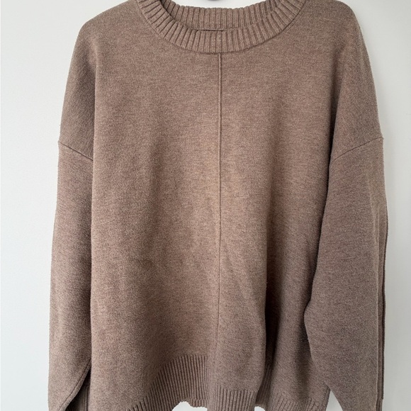 Frank & Oak Sweaters - Frank & Oak Relaxed Scoopneck Sweater in Taupe Brown
